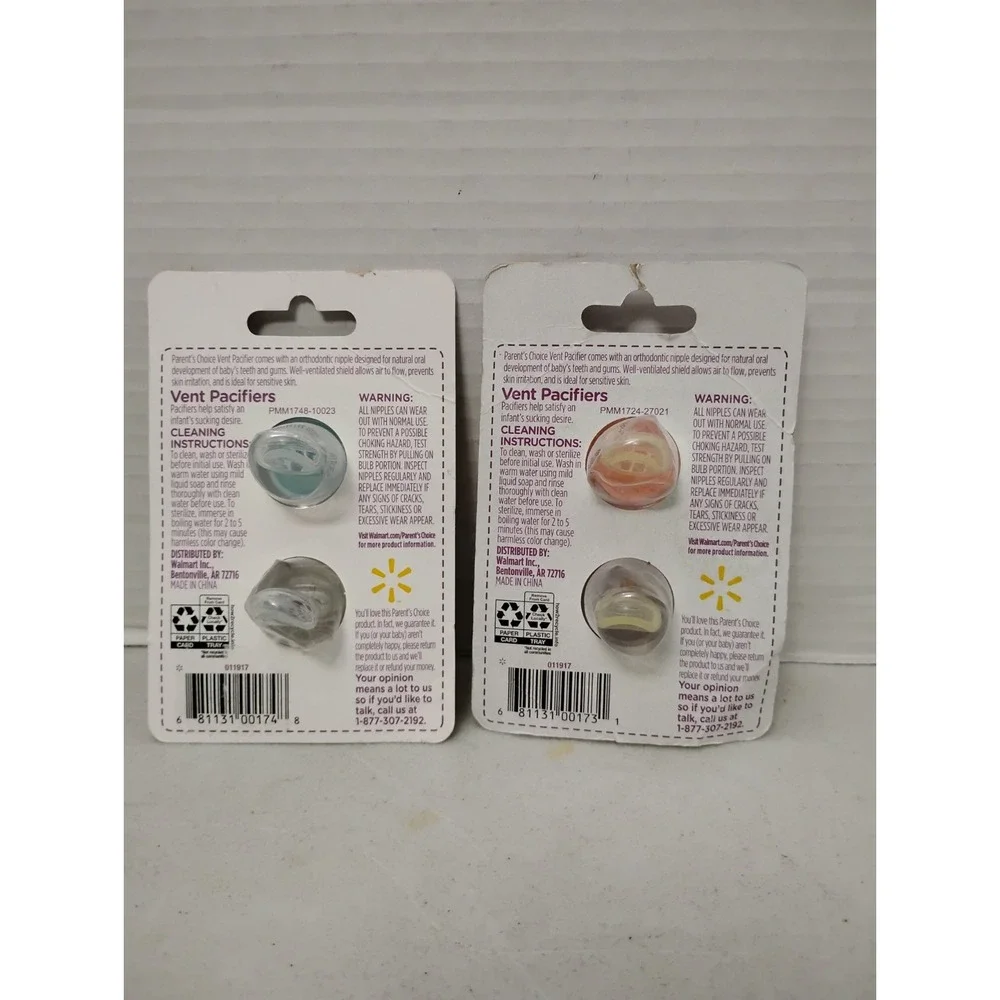 2 Parents Choice Vent Pacifiers 2-Pack 0+ M Orthodontic Silicone BPA Free 4TOTAL